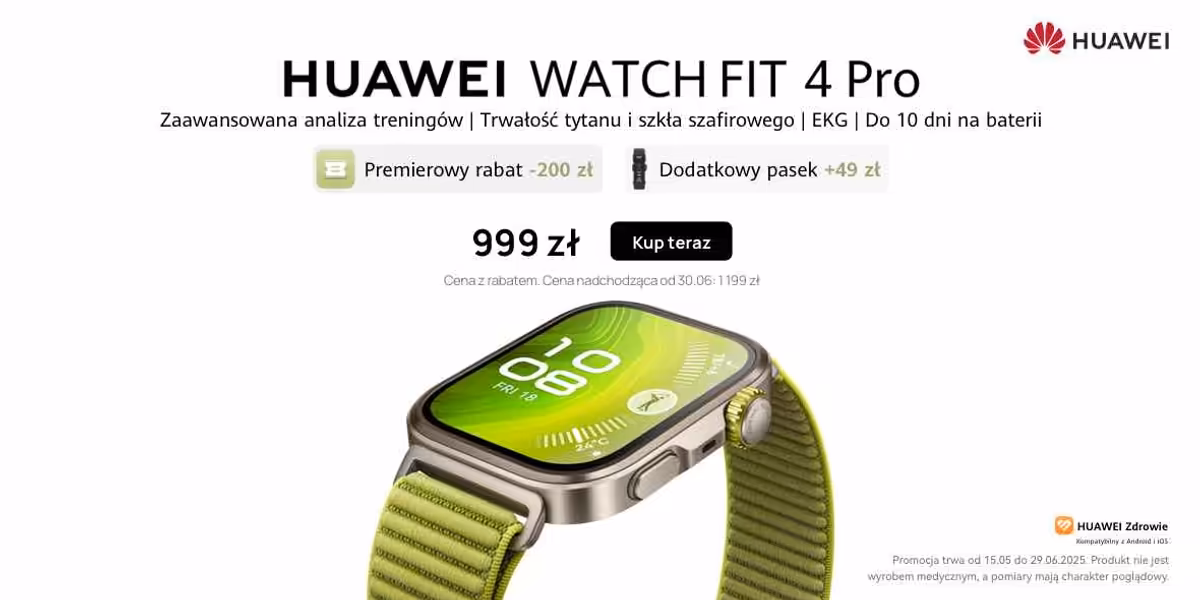 Huawei: PROMOCJE Huawei Watch Fit 4 PRO