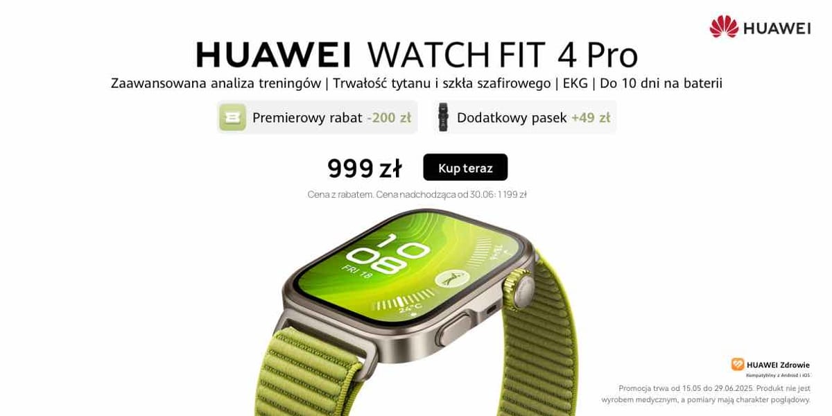 Huawei: PROMOCJE Huawei Watch Fit 4 PRO