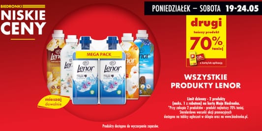 Biedronka: -70% na wszystkie produkty Lenor 19.05.2025