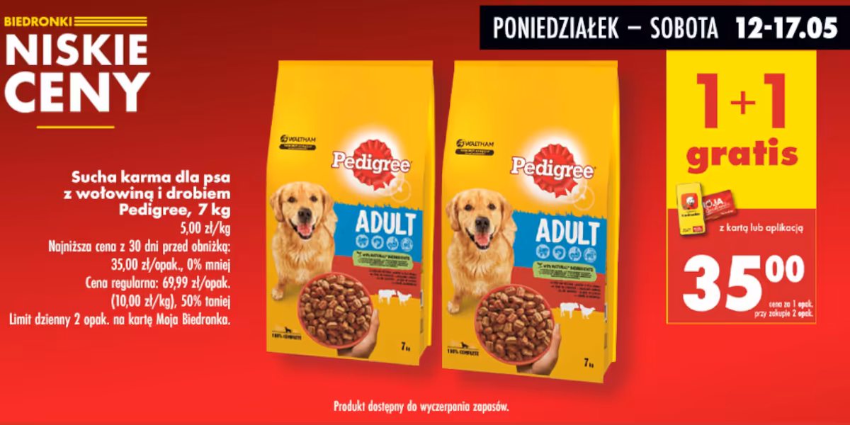 Biedronka: 1 + 1 GRATIS na karmę Pedigree