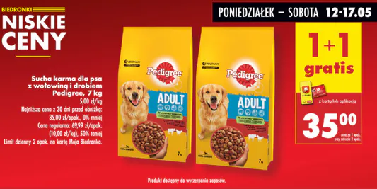 Biedronka: 1 + 1 GRATIS na karmę Pedigree 12.05.2025