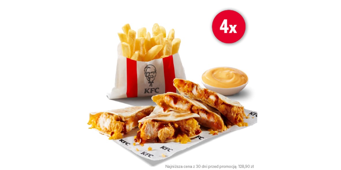 KFC: 79,99 zł za 4x Qurrito + 4x Frytki + 4x Sos 15.05.2025