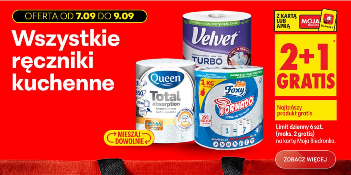 Biedronka: 2+1 GRATIS na wszystkie ręczniki kuchenne