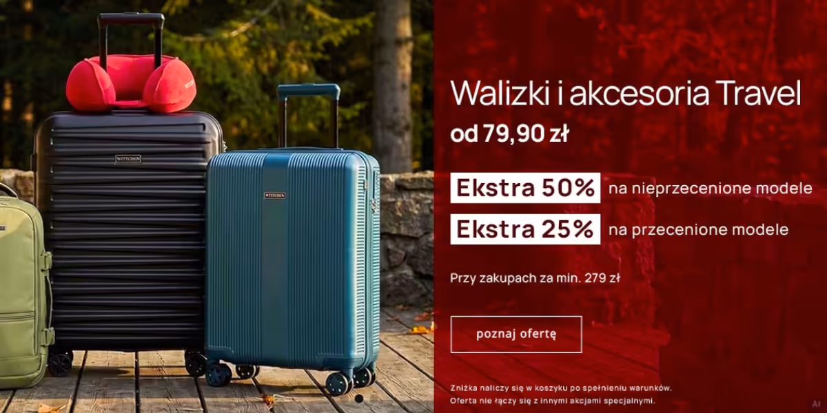 Wittchen: Do -50% na walizki  i kolekcję Travel