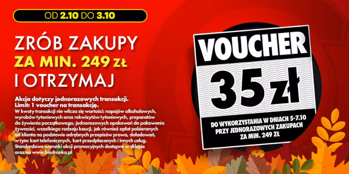 Biedronka: VOUCHER 35 zł na następne zakupy
