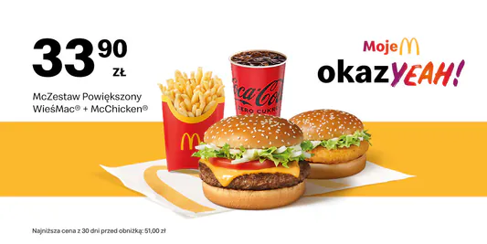 McDonald's: 33,90 zł McZestaw Powiększony WieśMac® + McChicken® 28.04.2025