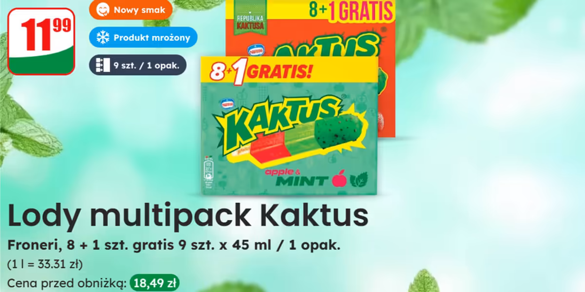 Dino: 11,99 zł za lody multipack Kaktus
