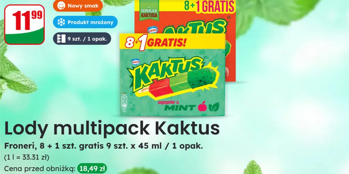 Dino: 11,99 zł za lody multipack Kaktus 05.05.2025