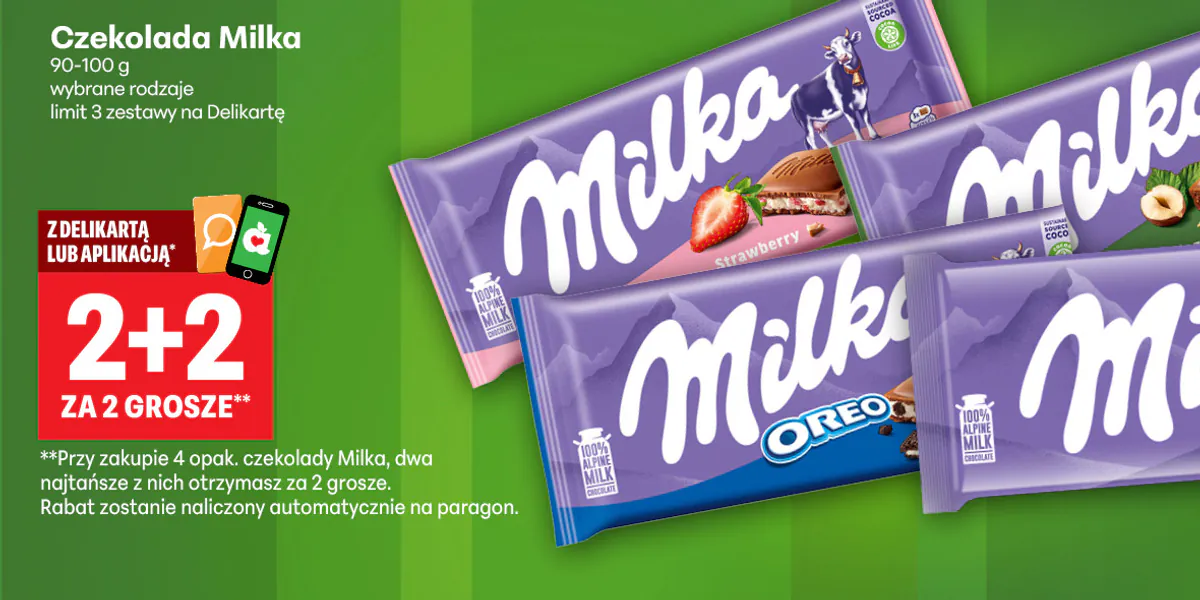 Delikatesy Centrum: 2+2 za 2 grosze na czekoladę Milka