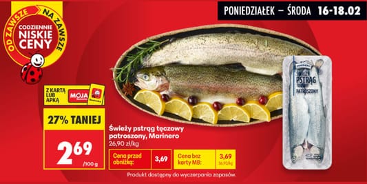 Biedronka: -27% na świeżego pstrąga tęczowego 16.02.2026
