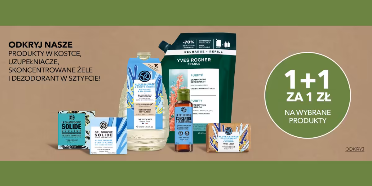 Yves Rocher: 1+1 za 1 zł na wybrane produkty