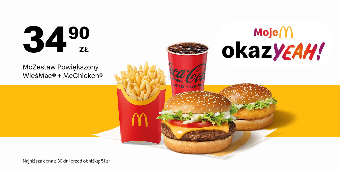 McDonald's: 34,90 zł McZestaw Powiększony WieśMac® + McChicken® 09.06.2025