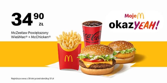 McDonald's: 34,90 zł McZestaw Powiększony WieśMac® + McChicken® 09.06.2025