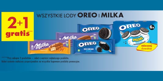 Biedronka: 2+1 GRATIS na wszystkie lody Oreo i Milka 10.06.2025