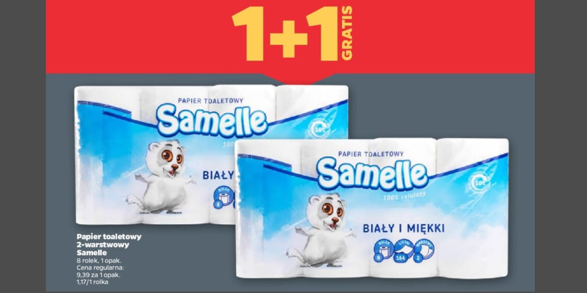 Netto: 1+1 GRATIS na papier toaletowy 3-warstwowy Samelle 20.05.2025