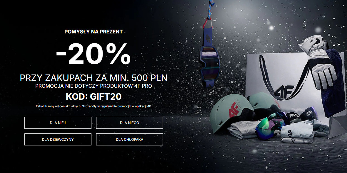 4F: KOD rabatowy -20% na zakupy w 4F 04.12.2025