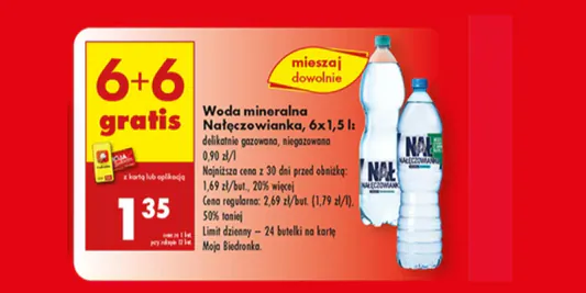 Biedronka: 6+6 GRATIS na wodę Nałęczowianka 23.05.2025