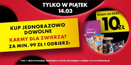 Biedronka: -10 zł na karmy dla zwierząt 14.03.2025