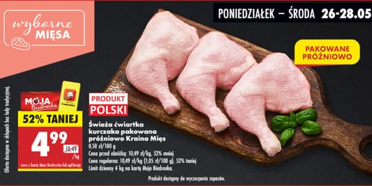 Biedronka: -52% na ćwiartkę kurczaka 26.05.2025