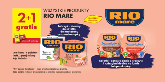 Biedronka: 2+1 GRATIS na wszystkie produkty Rio Mare 09.05.2025