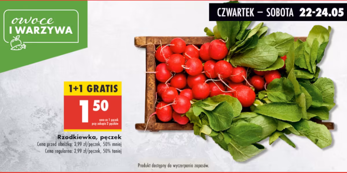 Biedronka: 1+1 GRATIS na rzodkiewkę