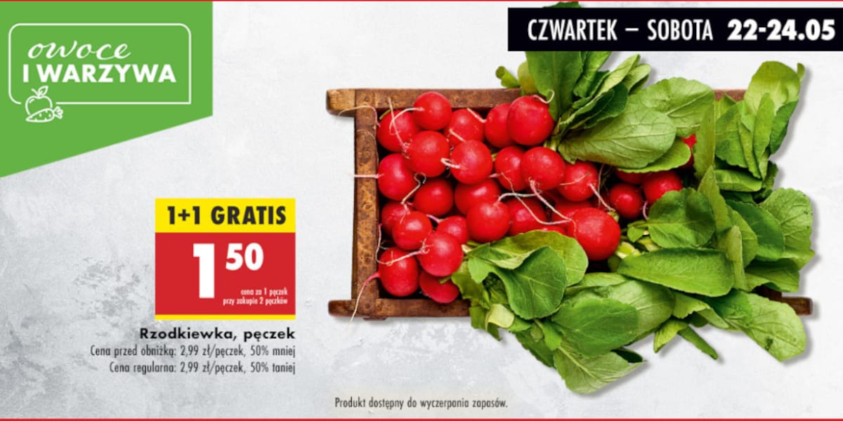 Biedronka: 1+1 GRATIS na rzodkiewkę
