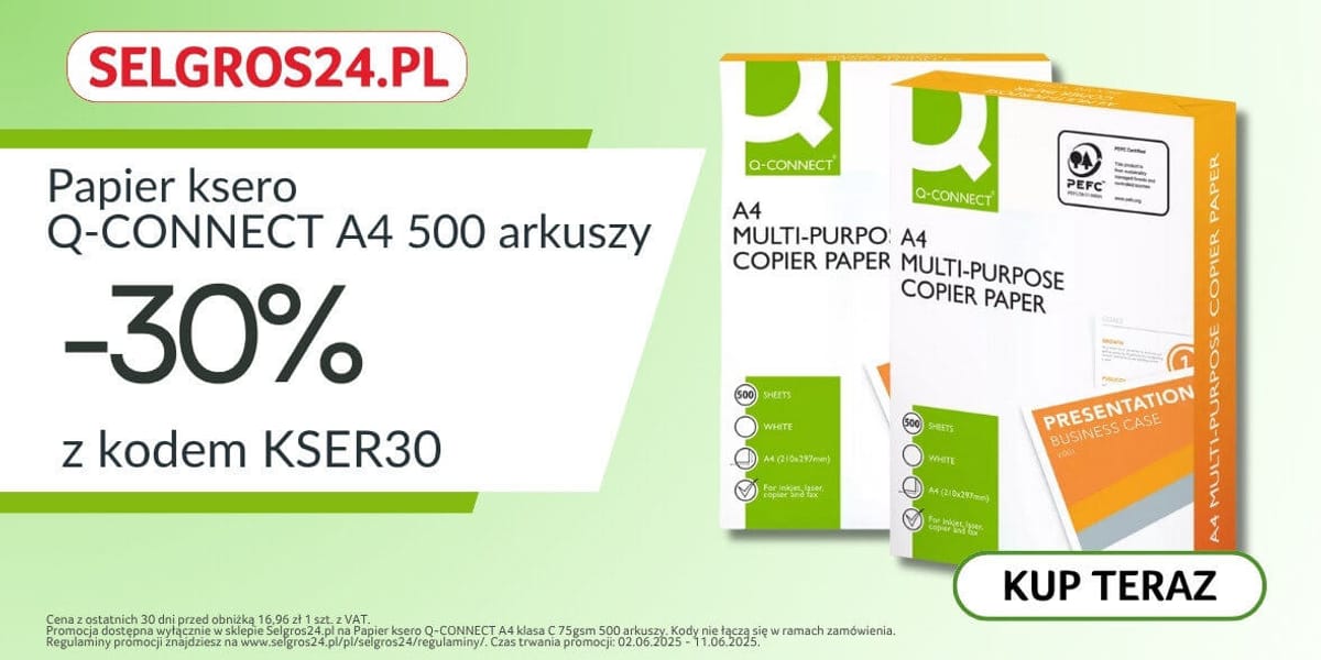 Selgros 24: KOD rabatowy -30% na papier do ksero