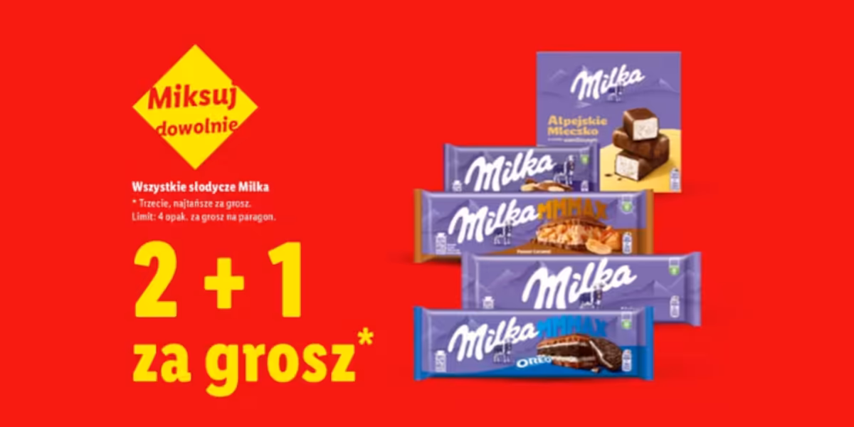 Lidl: 2+1 za GROSZ na słodycze Milka