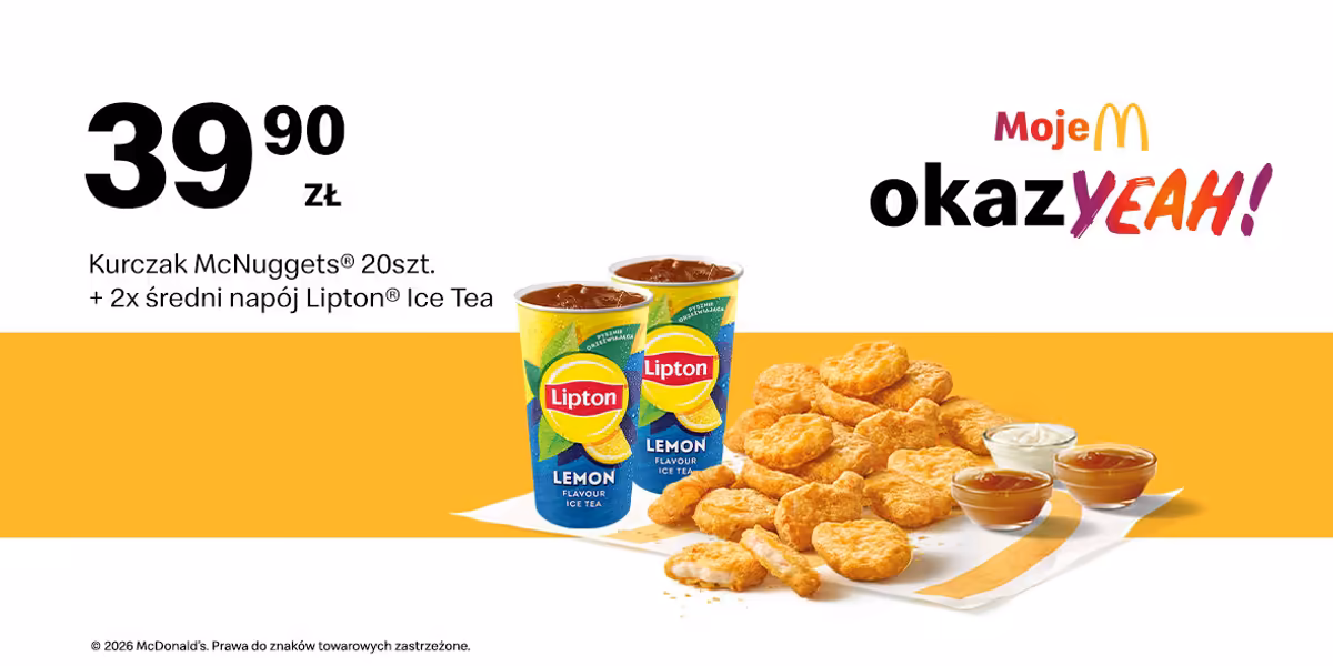 McDonald's: 39,90 zł Kurczak McNuggets® 20 szt. +2x średni napój
