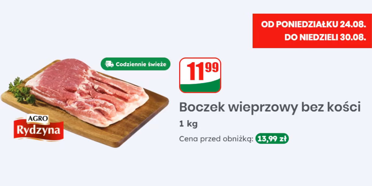 Dino: 11,99 zł/kg za boczek wieprzowy