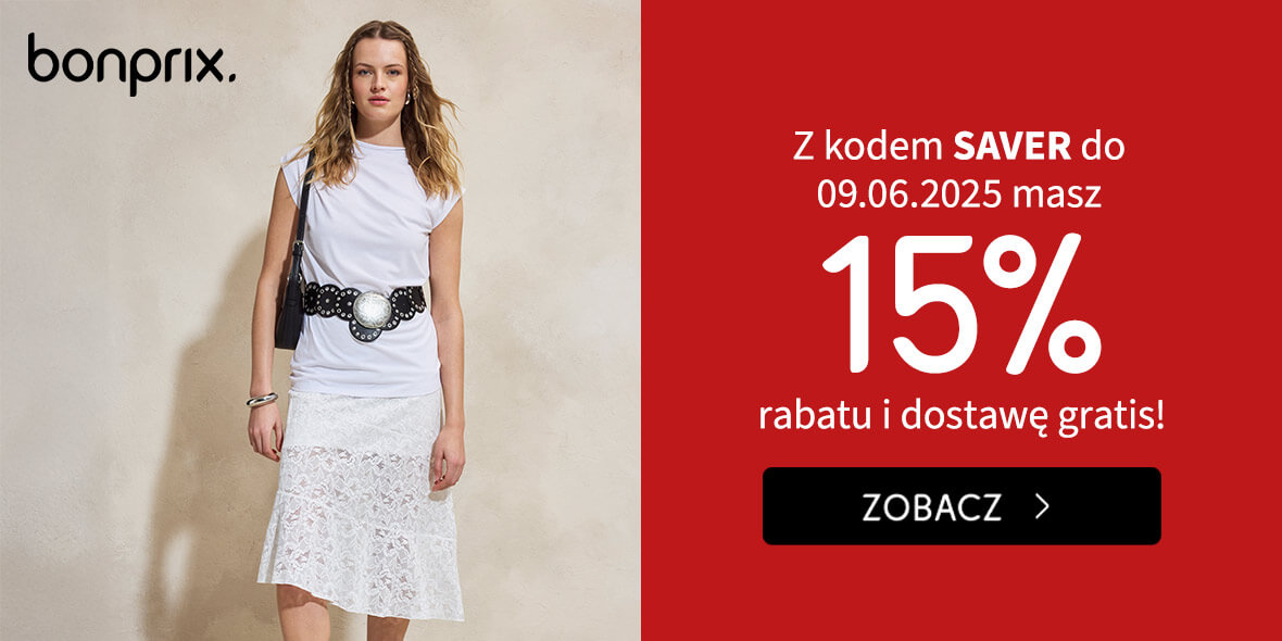 Bonprix: KOD rabatowy -15% na Twoje zakupy + darmowa dostawa 08.06.2025