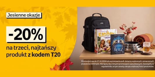 Empik: KOD rabatowy -20% na trzeci, najtańszy produkt 19.10.2026