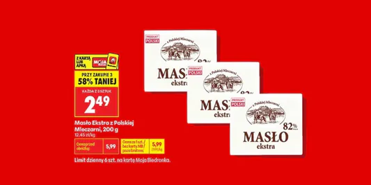 Biedronka: -58% na masło Ekstra z Polskiej Mleczarni 02.10.2026