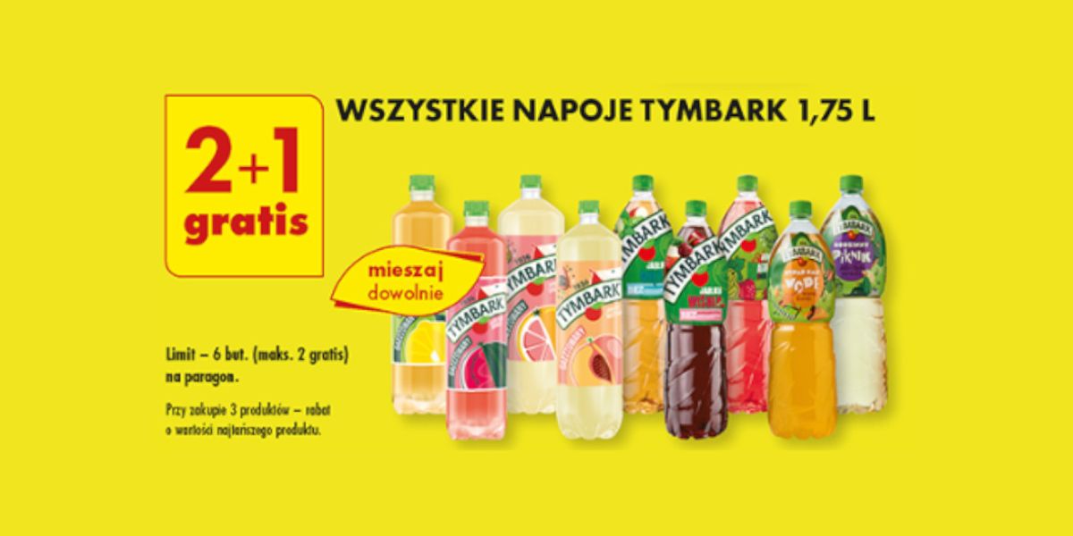 Biedronka: 2+1 GRATIS na wszystkie napoje Tymbark