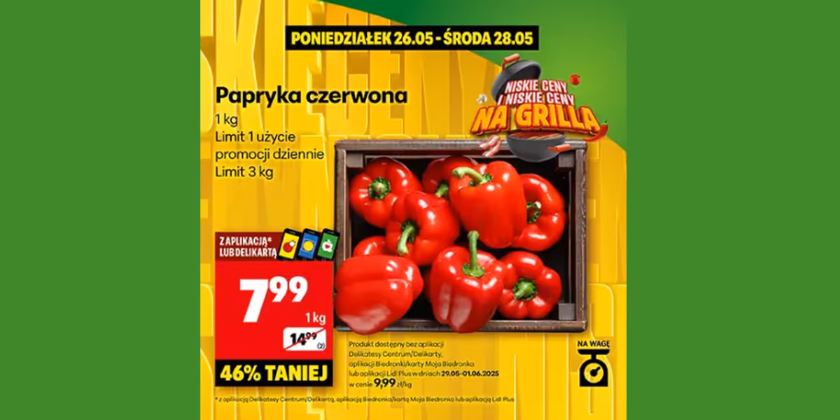 Delikatesy Centrum: -46% na paprykę czerwoną
