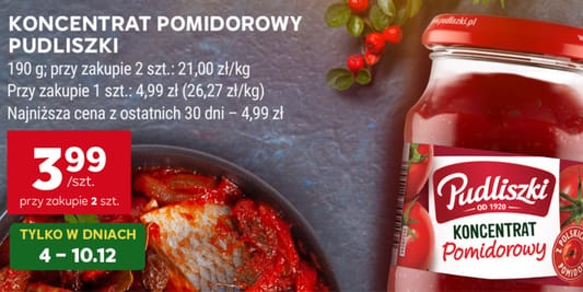 Stokrotka Supermarket: 3,99 zł za koncentrat pomidorowy Pudliszki 04.12.2025