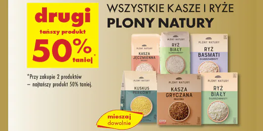 Biedronka: -50% na wszystkie kasze  i ryże Plony Natury 03.06.2025