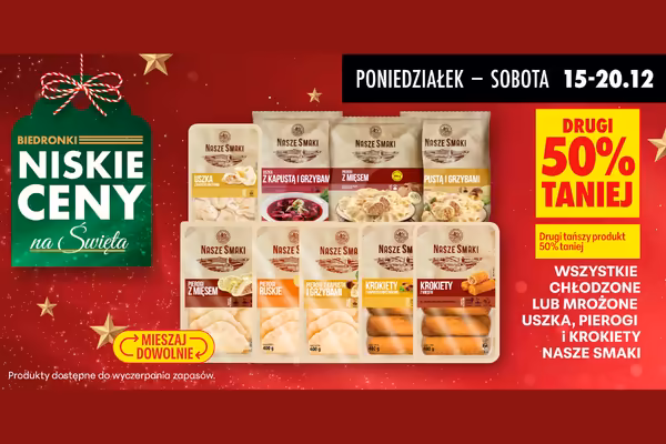 Biedronka: -50% na chłodzone lub mrożone, uszka, pierogi
