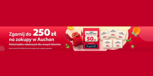 Auchan.pl: Do -250 zł na zakupy w Auchan.pl 10.05.2026