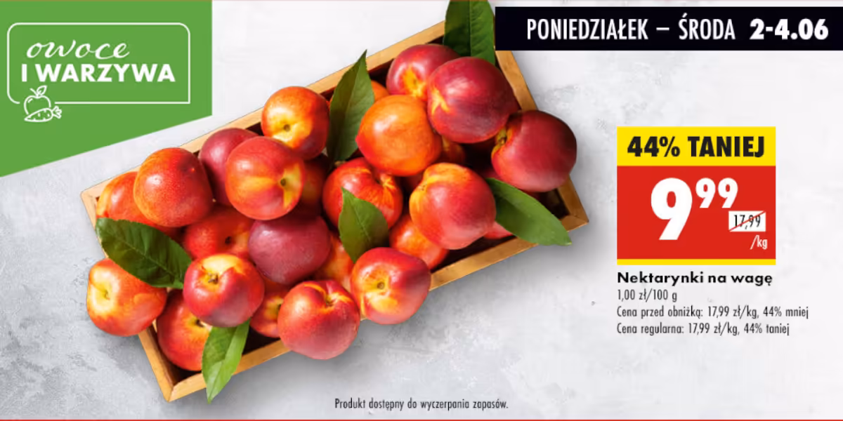 Biedronka: -44% na nektarynki