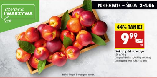 Biedronka: -44% na nektarynki 02.06.2025