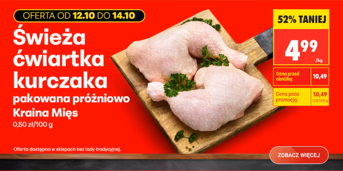 Biedronka: -52% na ćwiartkę kurczaka