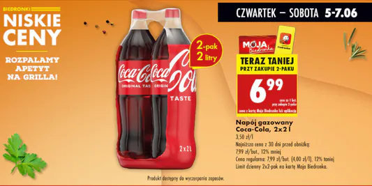 Biedronka: 6,99 zł za napój gazowany Coca-Cola 2 l 05.06.2025