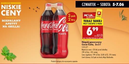 Biedronka: 6,99 zł za napój gazowany Coca-Cola 2 l 05.06.2025