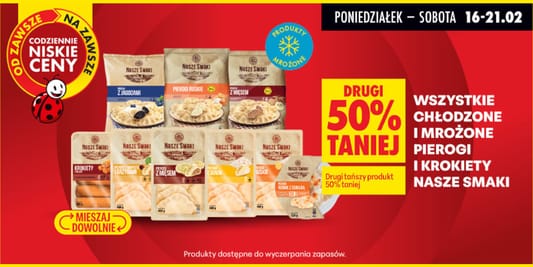 Biedronka: -50% na chło na chłodzone lub mrożone pierogi i krokiety 16.02.2026