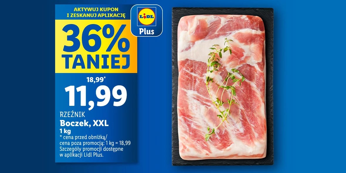 Lidl: KUPON -36% na boczek XXL 22.05.2025
