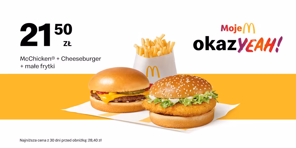 McDonald's: 21,50 zł McChicken® + Cheeseburger + Małe frytki