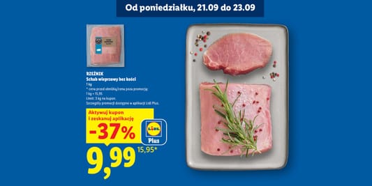 Lidl: KUPON -37% na schab wieprzowy bez kości 21.09.2026