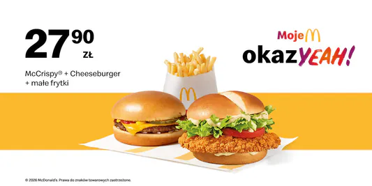 McDonald's: 27,90 zł McCrispy® + Cheeseburger + małe frytki 13.04.2026