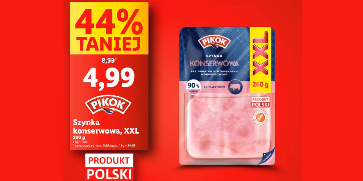 Lidl: -44% na szynkę konserwową